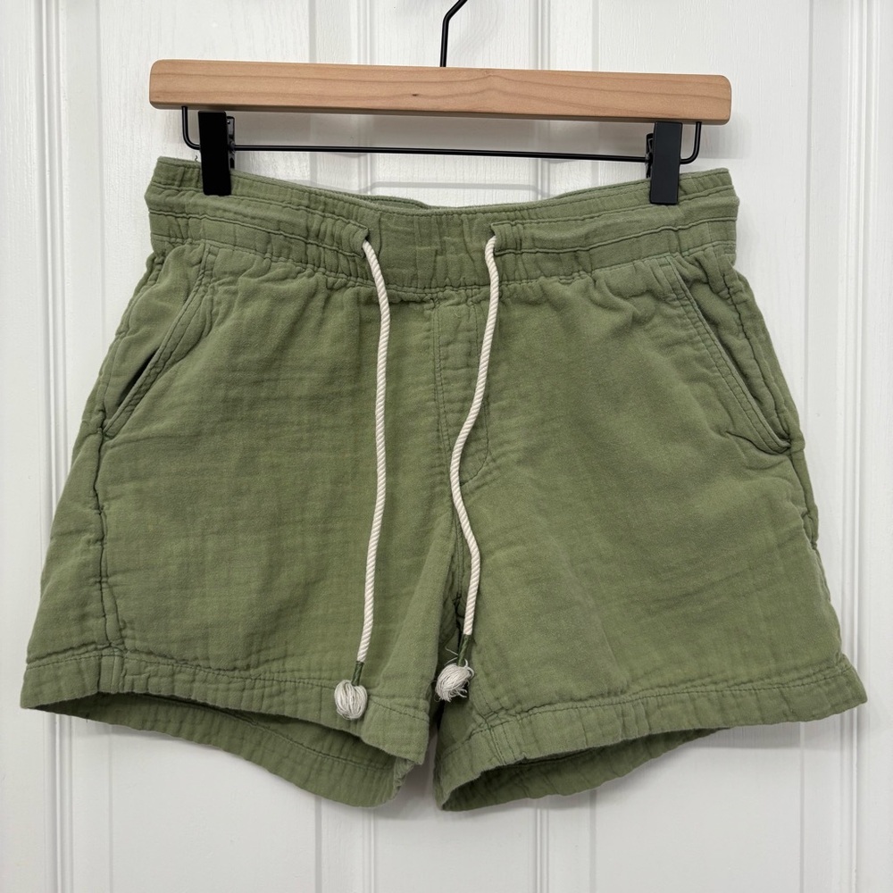 Old Navy 100% Cotton Olive Green High-Waist Drawstring Shorts